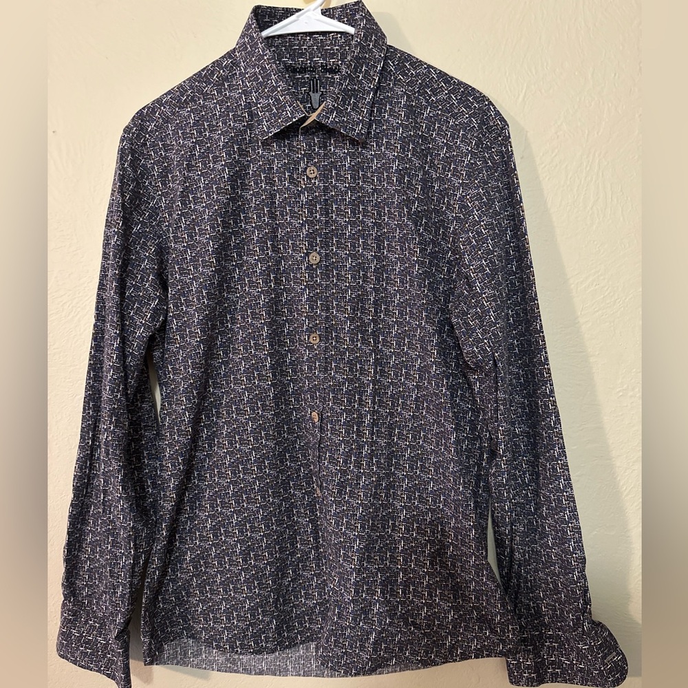 Visconti Black Pattern Button Down Long Sleeve Sh… - image 1